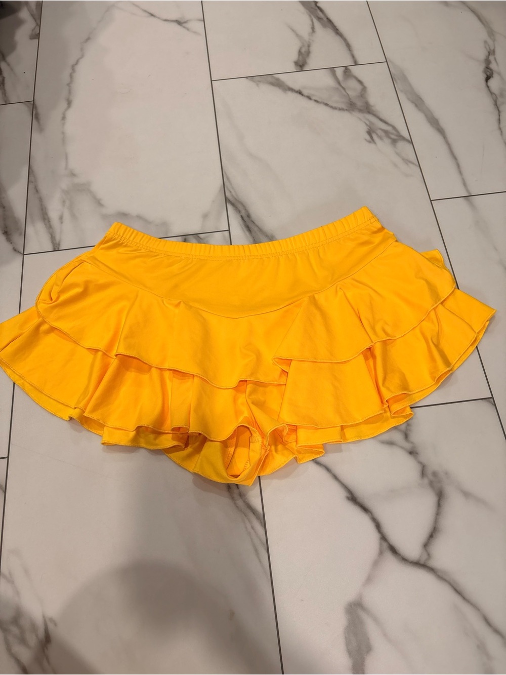 SHEIN Bright Yellow Ruffle Skort Shorts